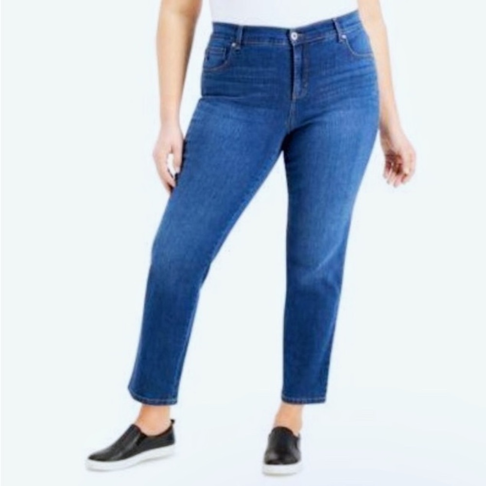 VTG Y2k style & co Petite High Rise Natural Straight-Leg Jeans 14p